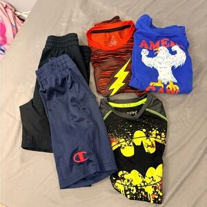 Bundle Champion Blue and Black Shorts with Graphic Tees